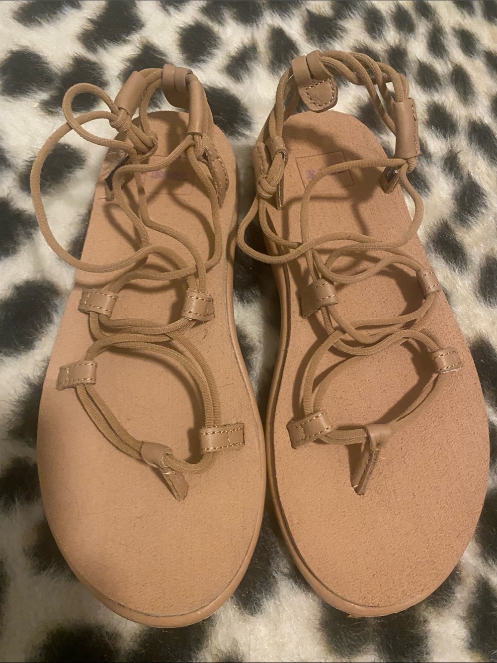 Teva Women's Nude Tan Lace-Up Gladiator Sandals